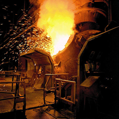 Outokumpu liquid steel and slag