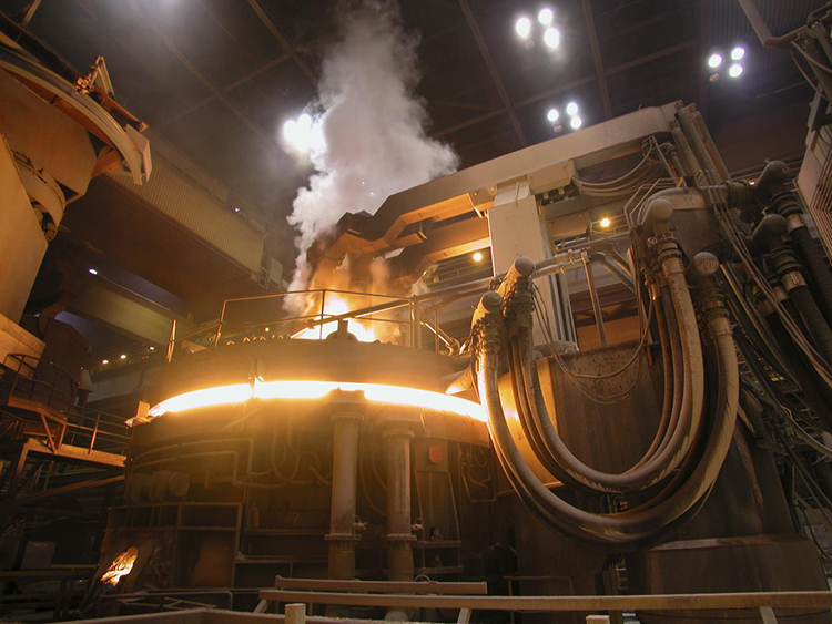Electric arc furnace, steel melt shop, Outokumpu Tornio Stainless Steel Operations
