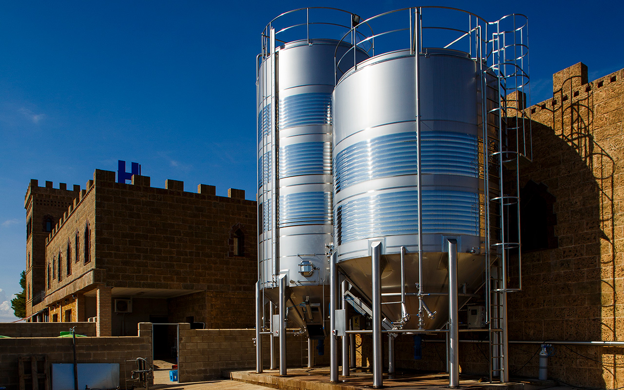 Parcitank wine tanks made from stainless steel at a winery in Spain