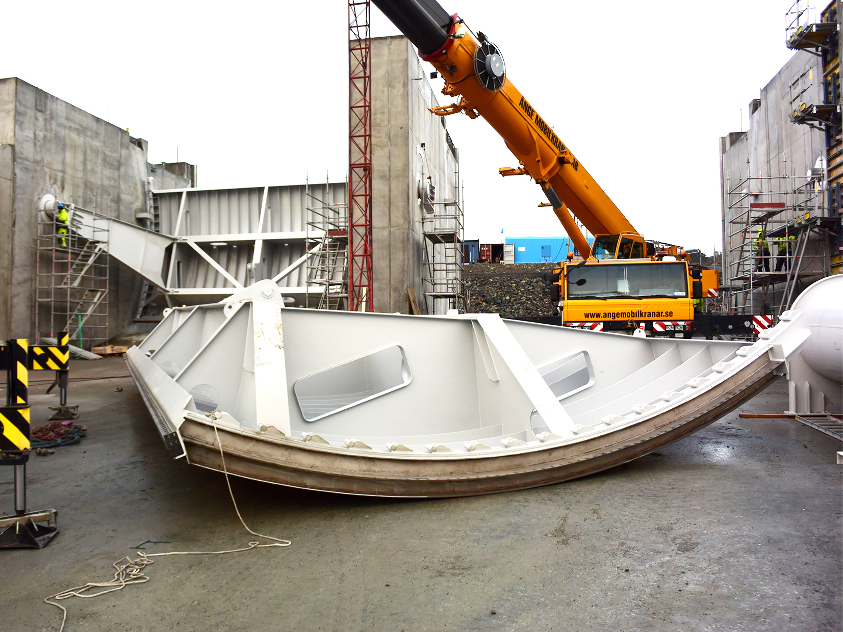 The installation of the flood gates in 2016.