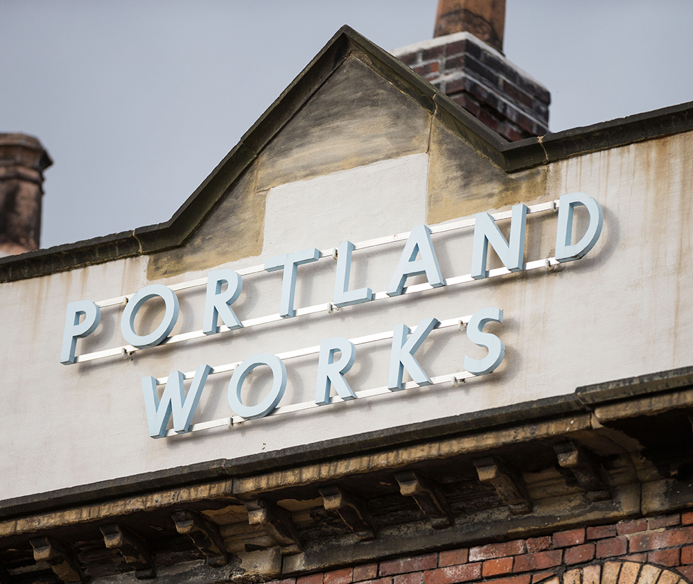 The facade of the Portland Works in Sheffield