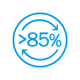 Recycled proportion over 85% icon