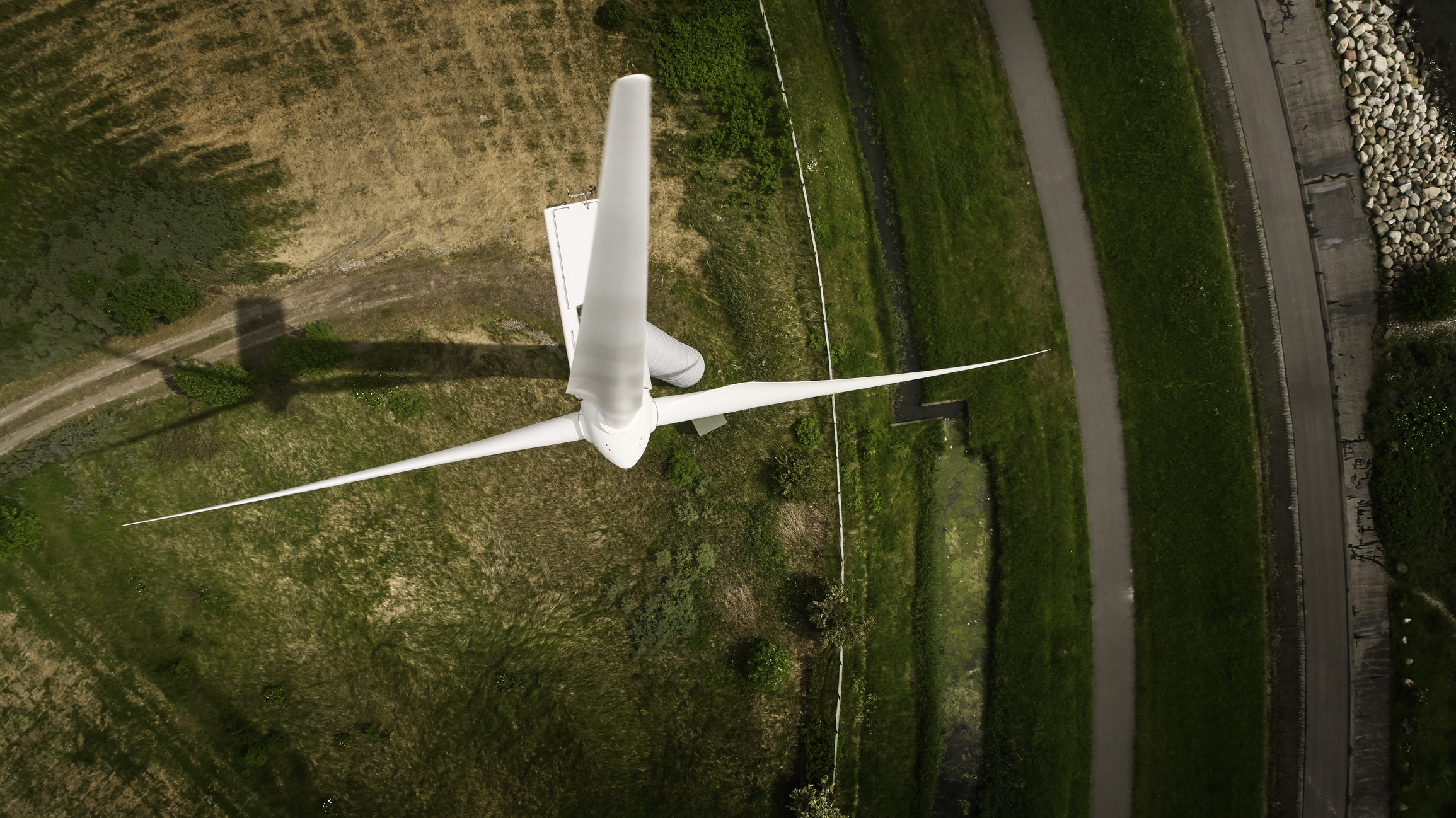 Wind turbine on a field